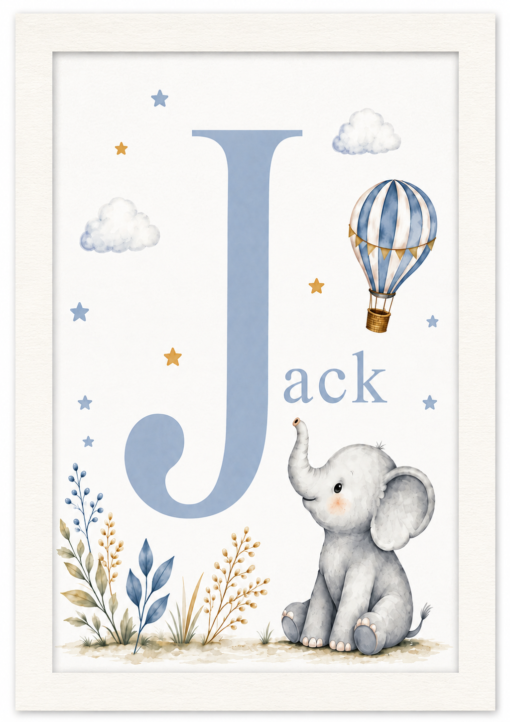 Personalised Baby Elephant Nursery Print