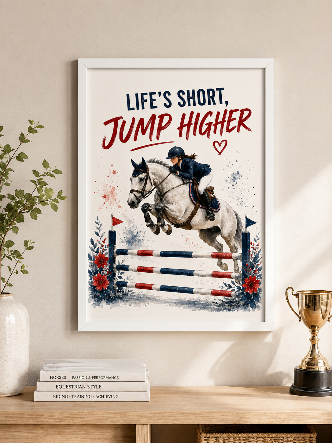 LIFE’S SHORT, JUMP HIGHER – A4 Show Jumping Wall Art