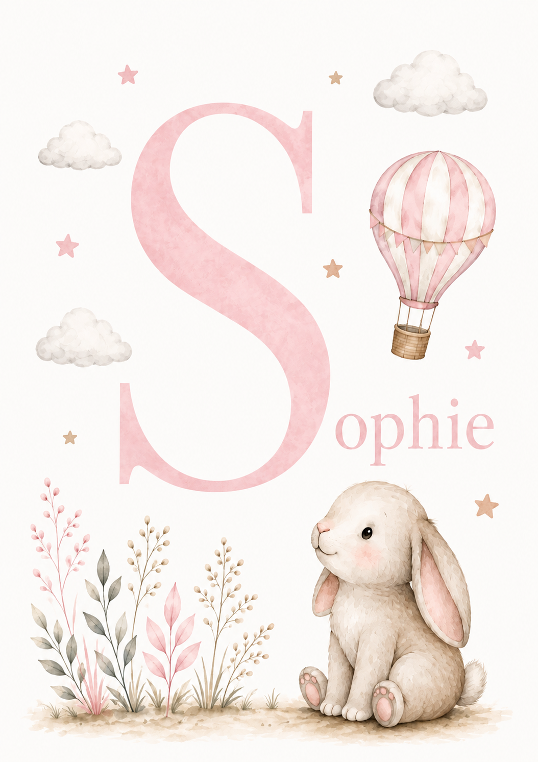 Personalised Sophie Bunny Nursery Print