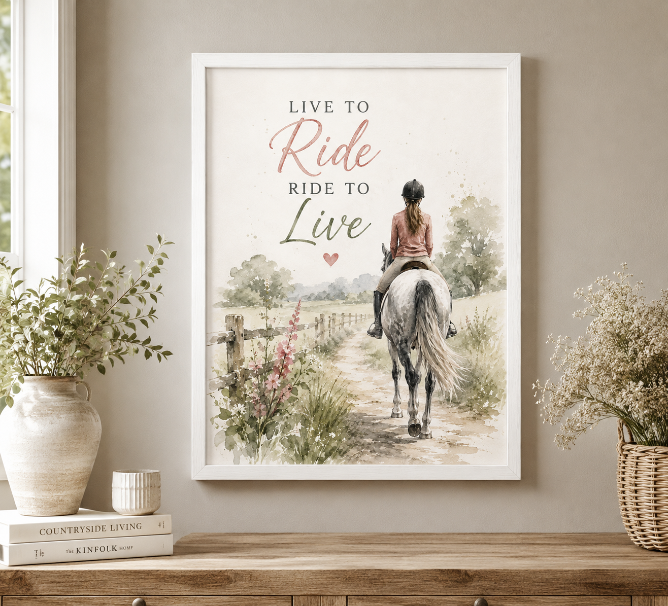 Horse Riding Lovers – Live to Ride, Ride to Live A4 Wall Art