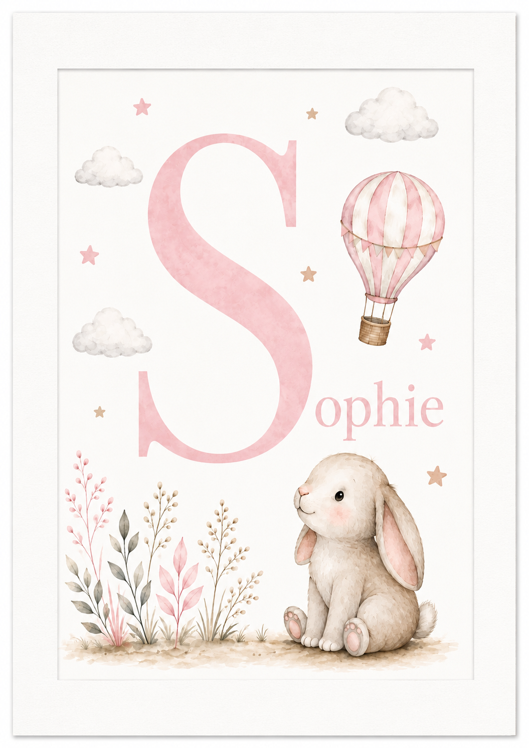 Personalised Sophie Bunny Nursery Print