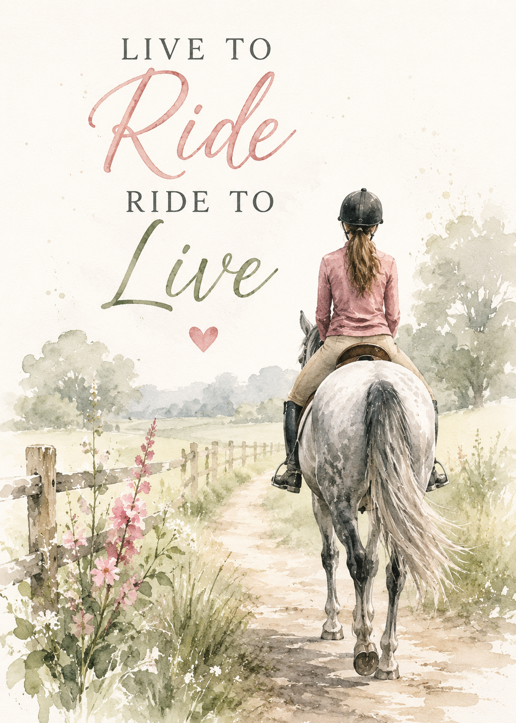 Horse Riding Lovers – Live to Ride, Ride to Live A4 Wall Art