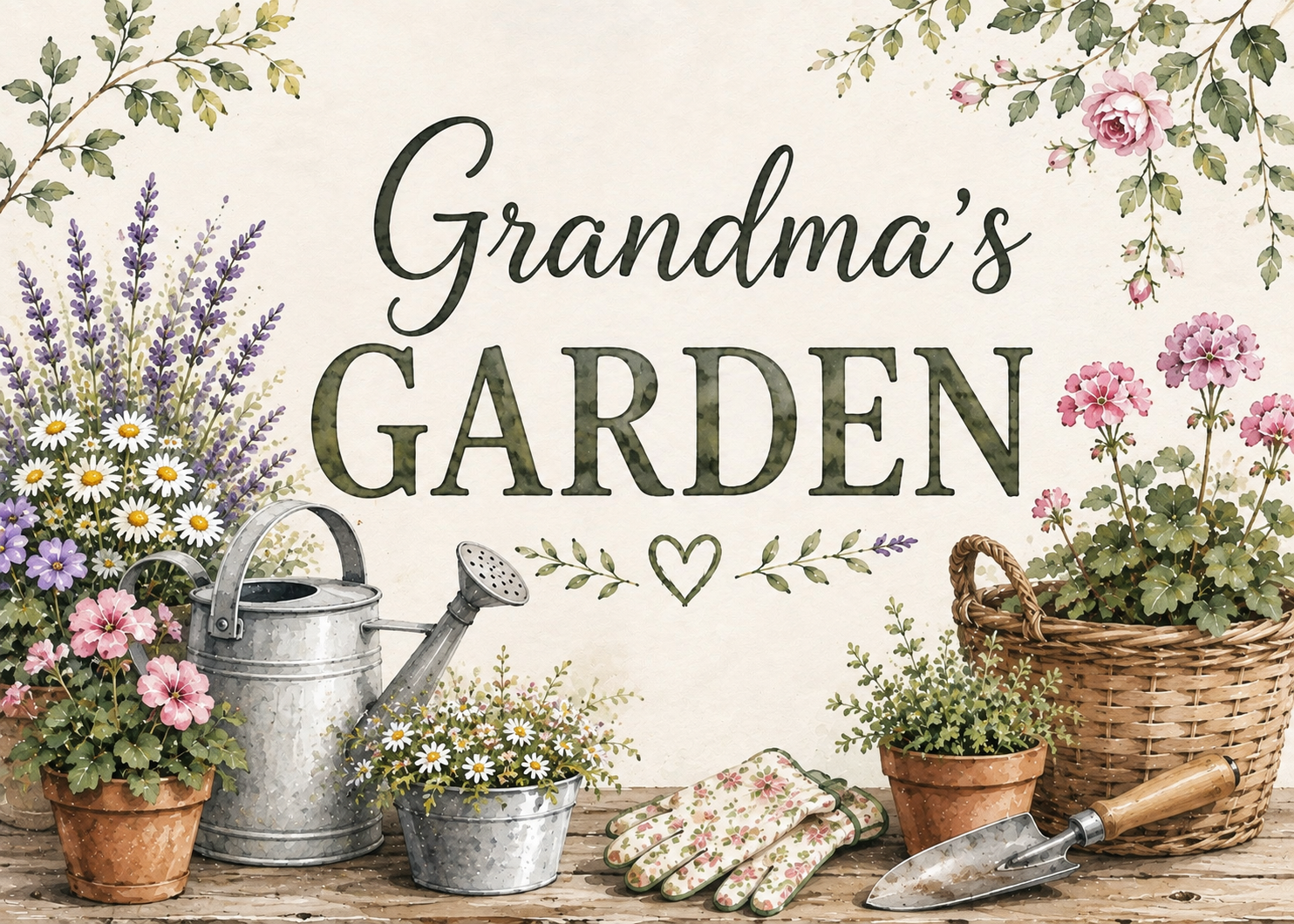 Grandma’s Garden – Botanical Gardening A4 Wall Art