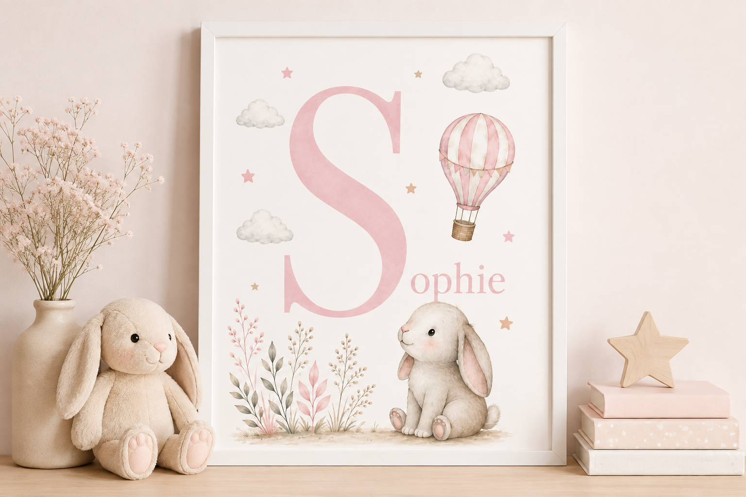 Personalised Sophie Bunny Nursery Print