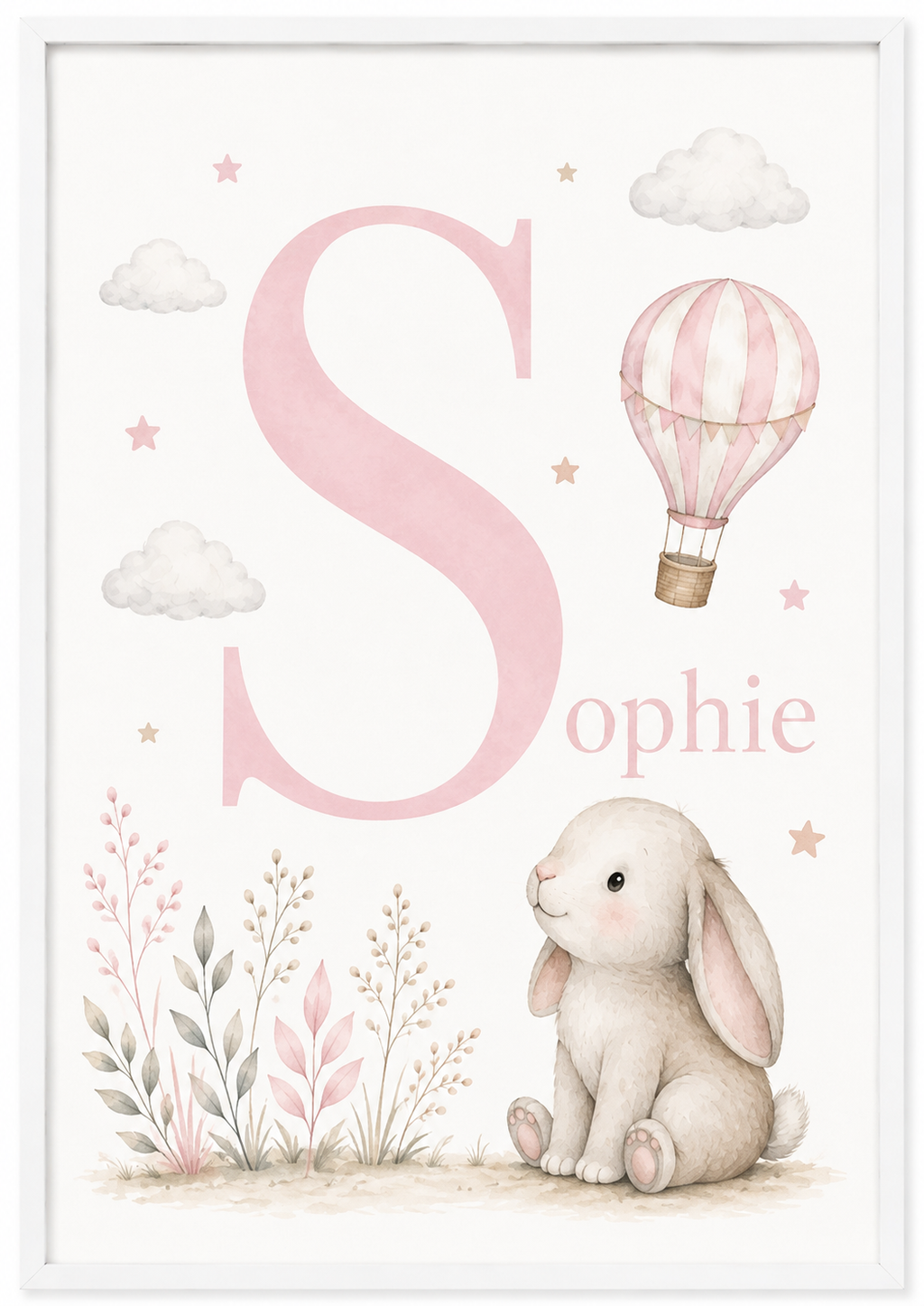 Personalised Sophie Bunny Nursery Print