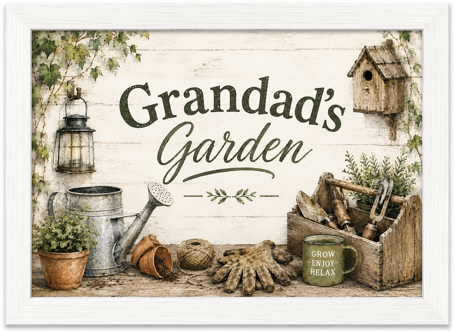 Grandad’s Garden – Rustic Gardening A4 Wall Art