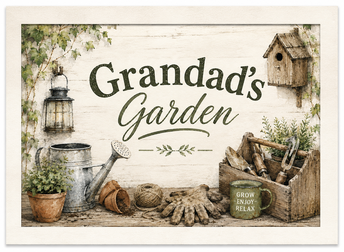 Grandad’s Garden – Rustic Gardening A4 Wall Art