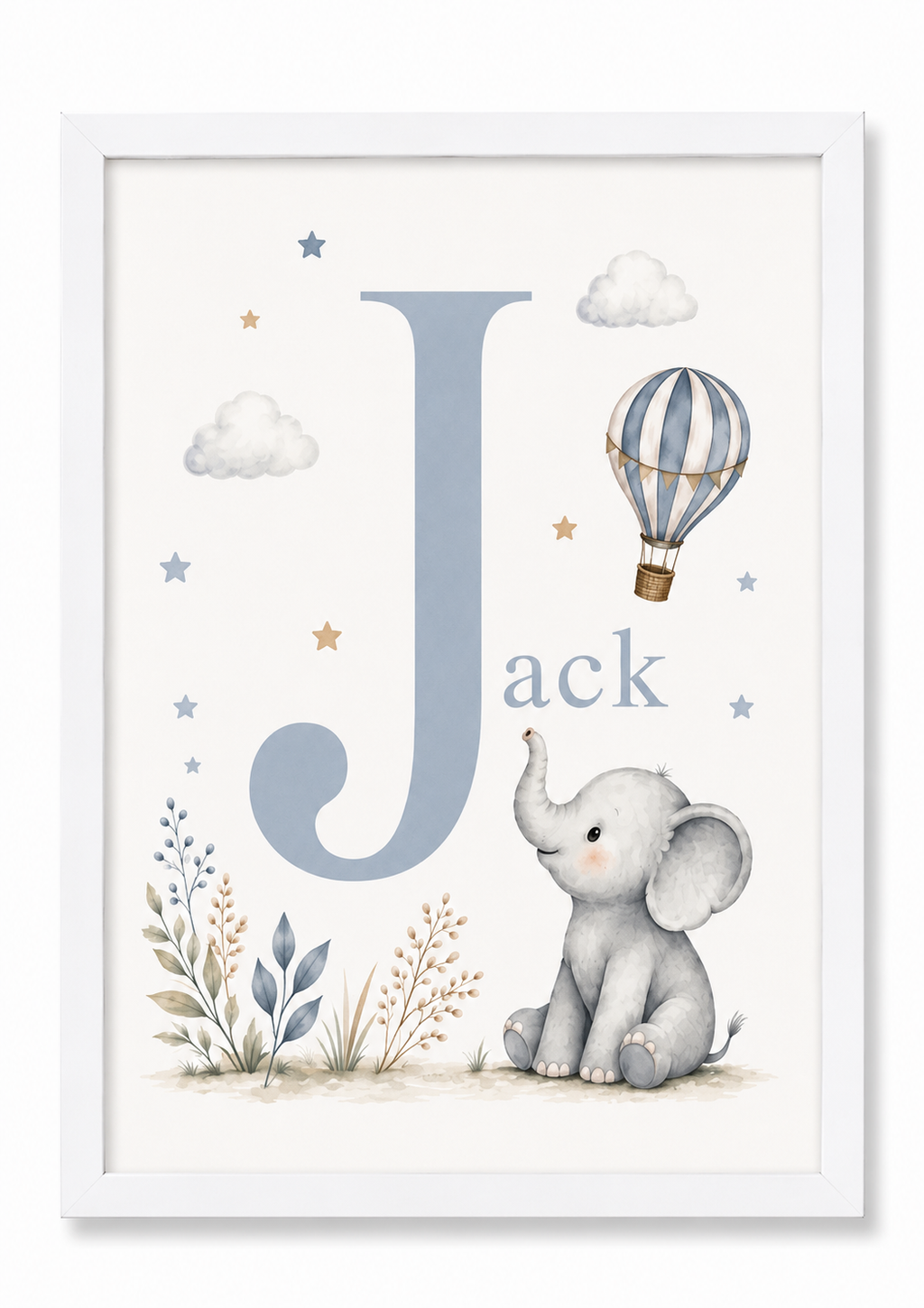 Personalised Baby Elephant Nursery Print