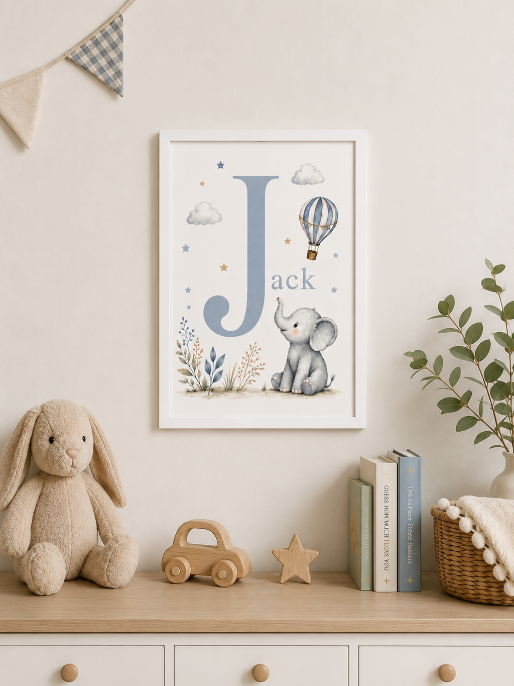 Personalised Baby Elephant Nursery Print