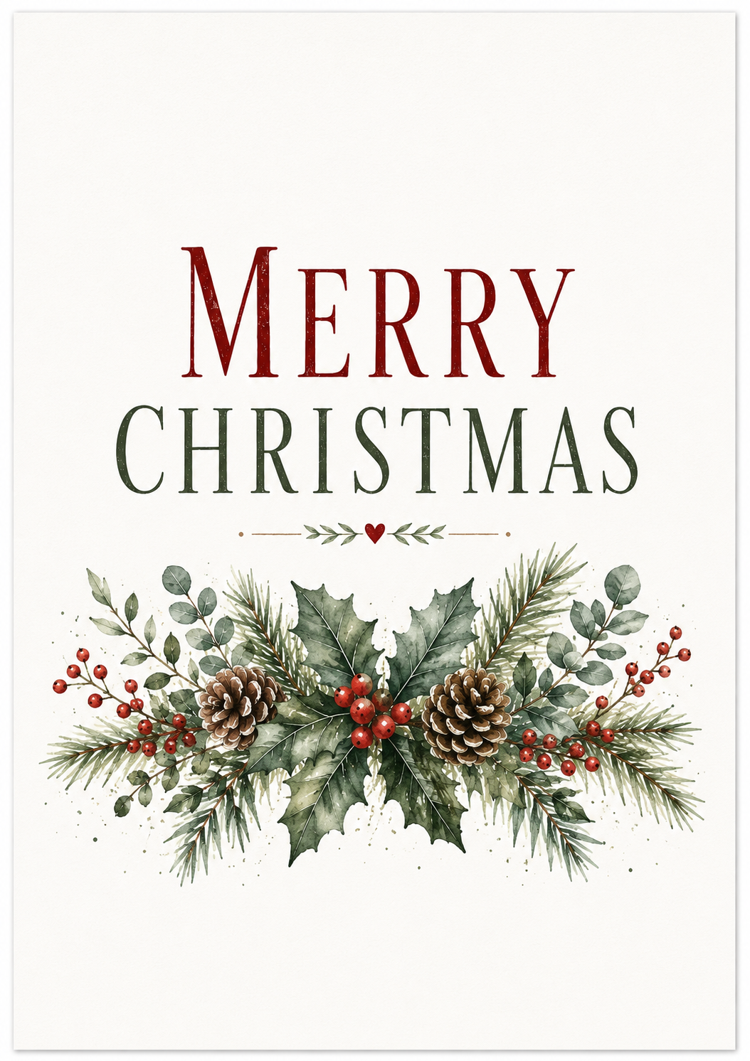 Merry Christmas – Festive Botanical A4 Wall Art