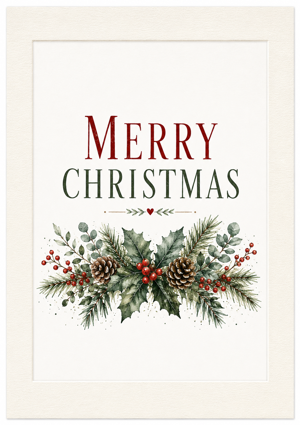 Merry Christmas – Festive Botanical A4 Wall Art