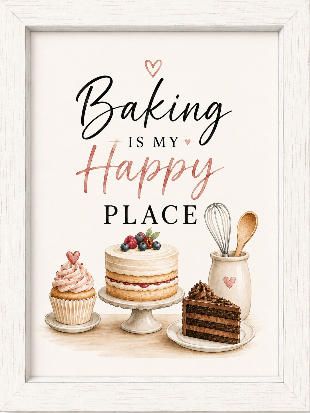 Baking Lovers – Baking Is My Happy Place A4 Wall Art