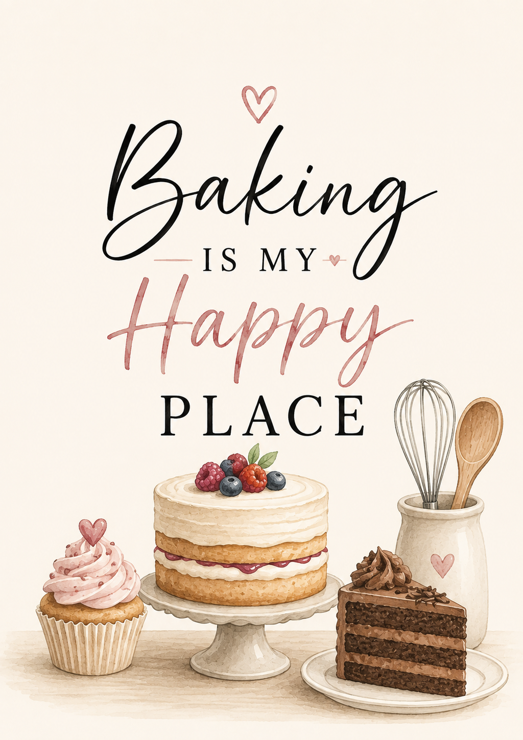 Baking Lovers – Baking Is My Happy Place A4 Wall Art