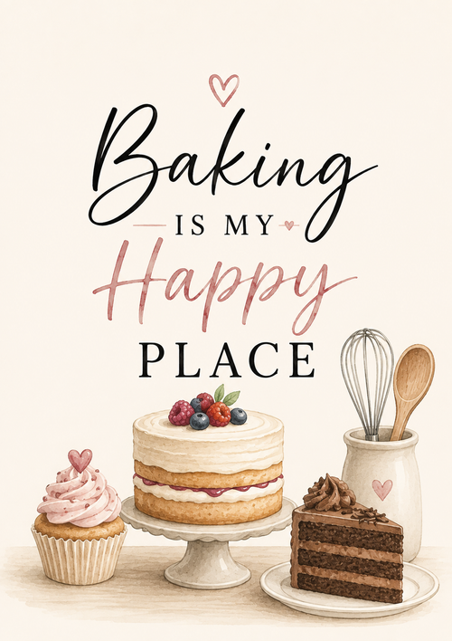 Baking Lovers – Baking Is My Happy Place A4 Wall Art