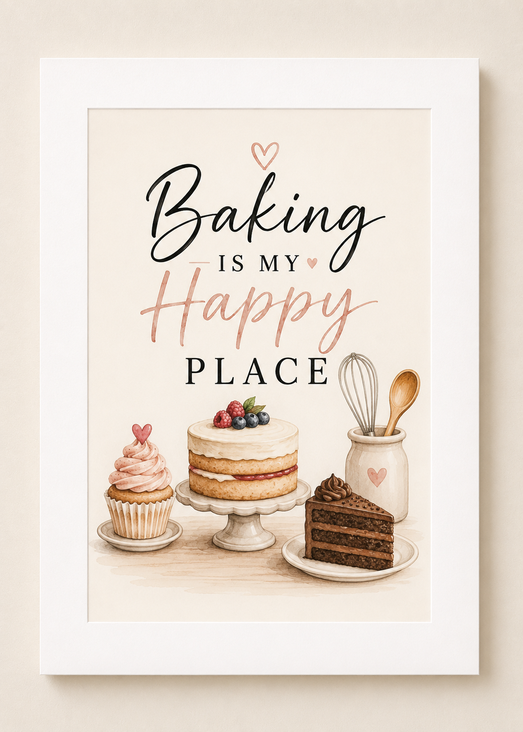 Baking Lovers – Baking Is My Happy Place A4 Wall Art